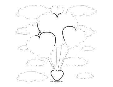 Heart Balloons Dot To Dot Puzzle