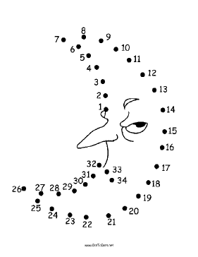 Grouchy Half Moon Dot To Dot Puzzle