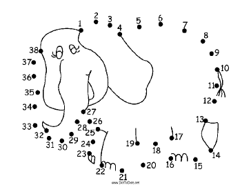 Happy Elephant Dot To Dot Puzzle