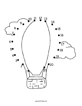 Hot Air Balloon And Clouds Dot To Dot Puzzle