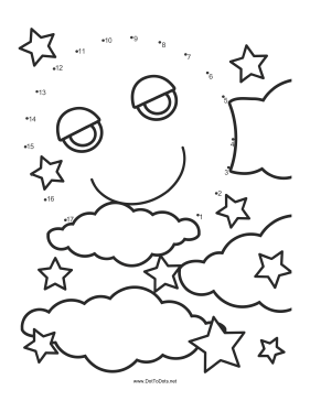 Sleepy Moon Dot To Dot Puzzle