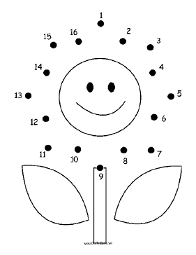 Smiling Flower Dot To Dot Puzzle