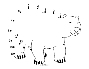 Smiling Polar Bear Dot To Dot Puzzle