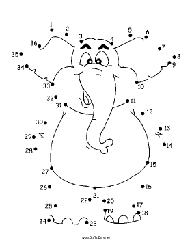 Standing Elephant Dot To Dot Puzzle